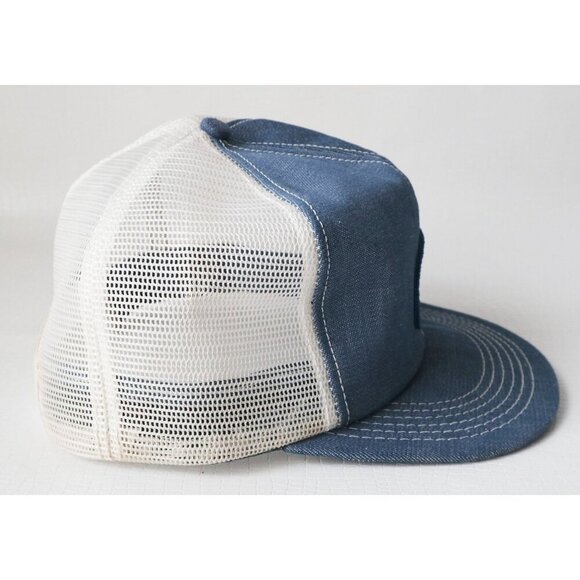 Vintage 70s 80s ESSO Oil & Gas Denim Trucker Hat K-Brand Snapback Mesh Retro - Picture 4 of 8